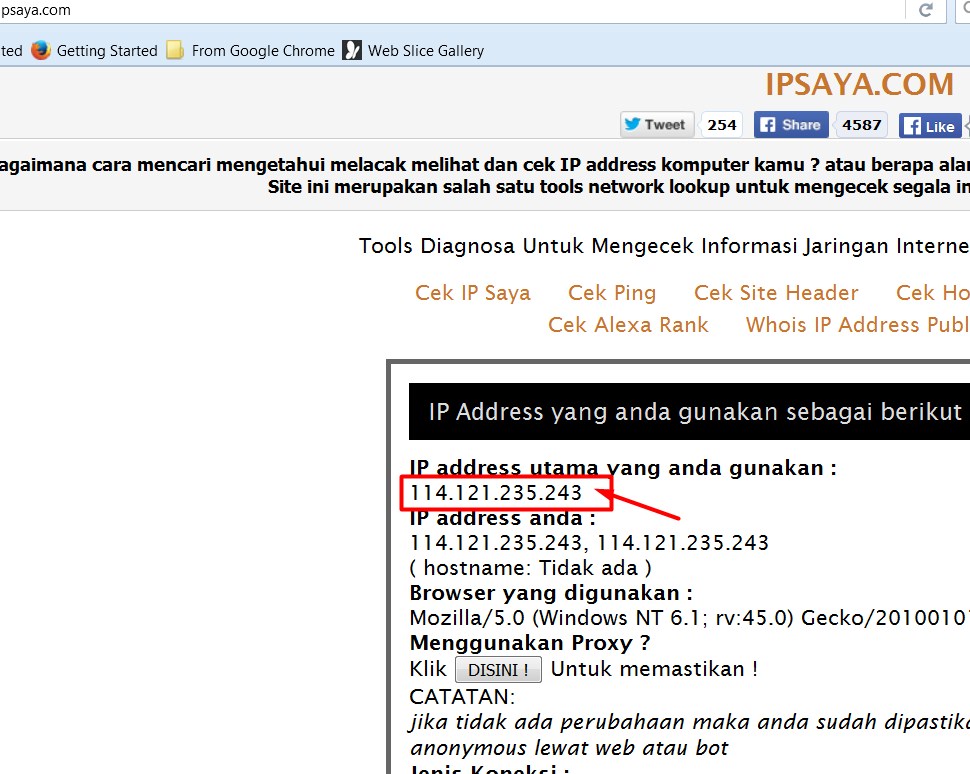 cara mengetahui ip komputer saya