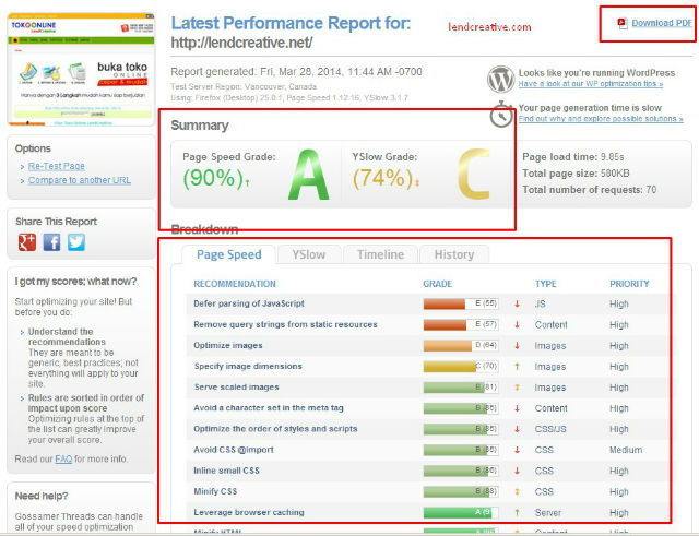 mengetahui loading speed website