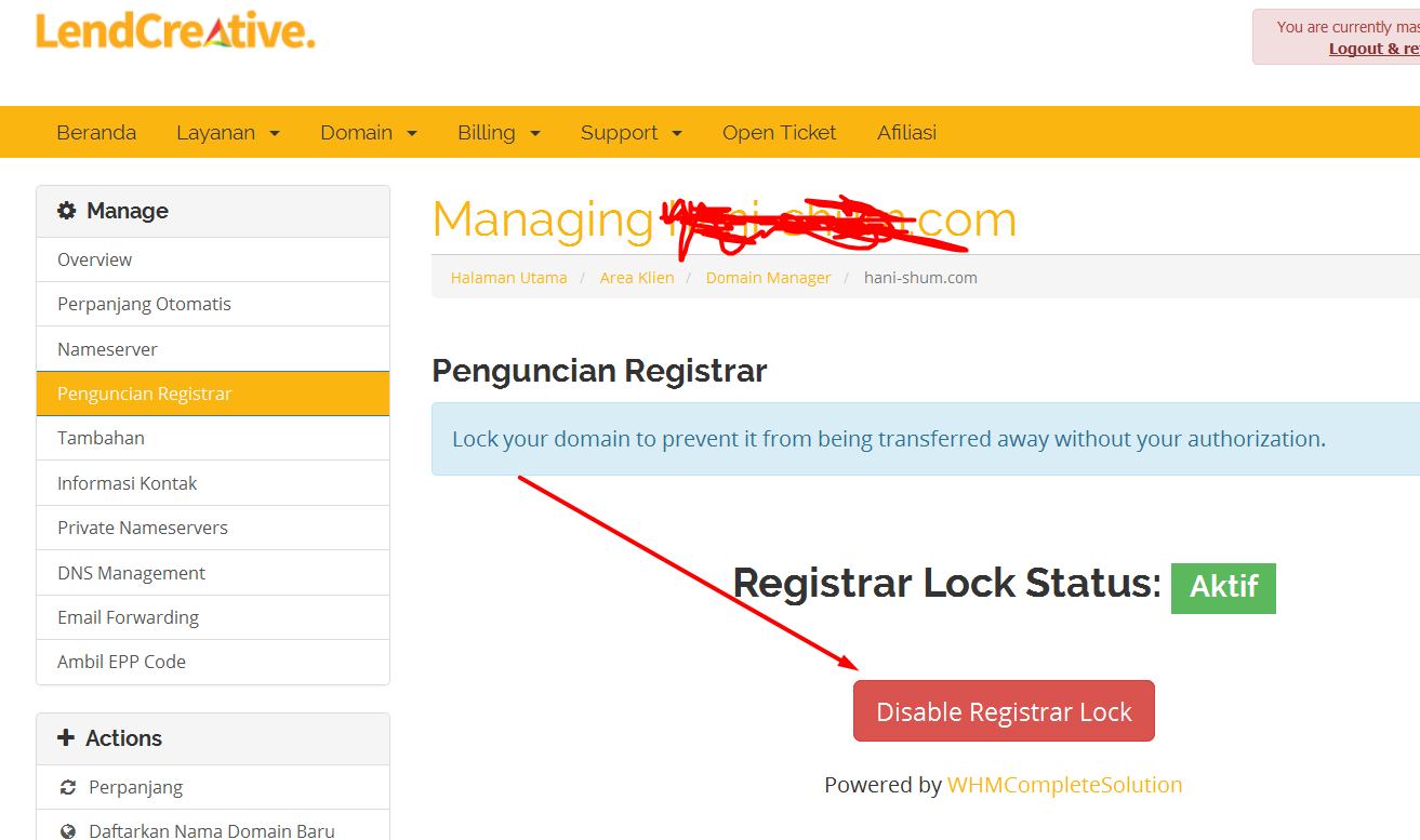 cara Disable Registrar Lock