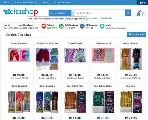 Jasa Pembuatan Web Toko Baju Online - Citashop